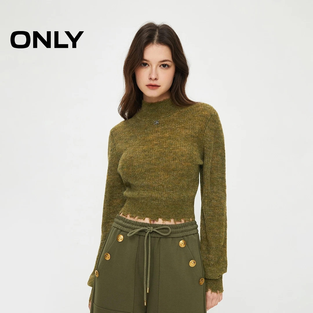 ONLY秋冬百搭小高领修身短款针织衫休闲女拍照必备衣服|125324014