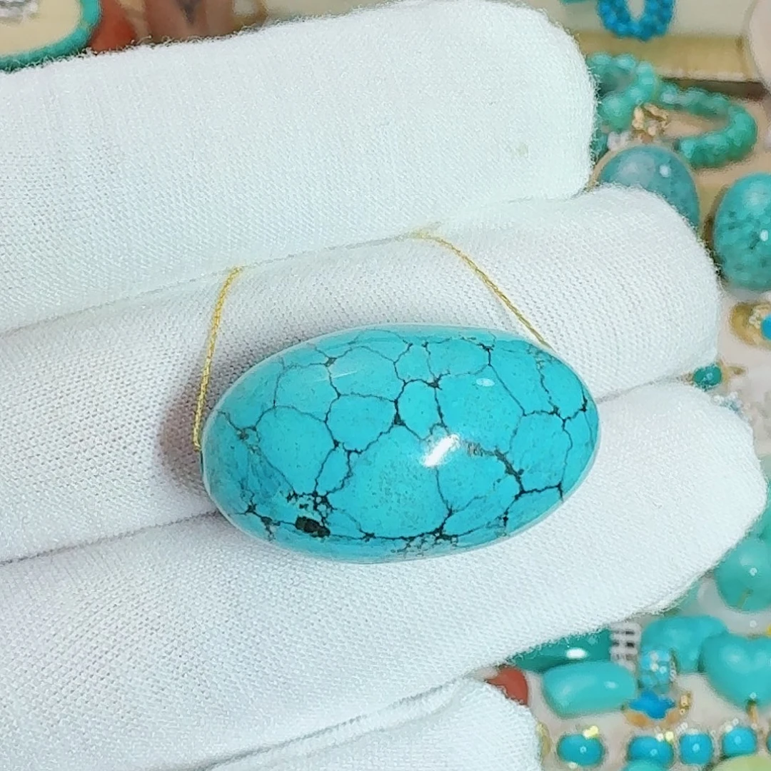 绿松石未镶嵌珠宝奇石雾霾蓝枣珠