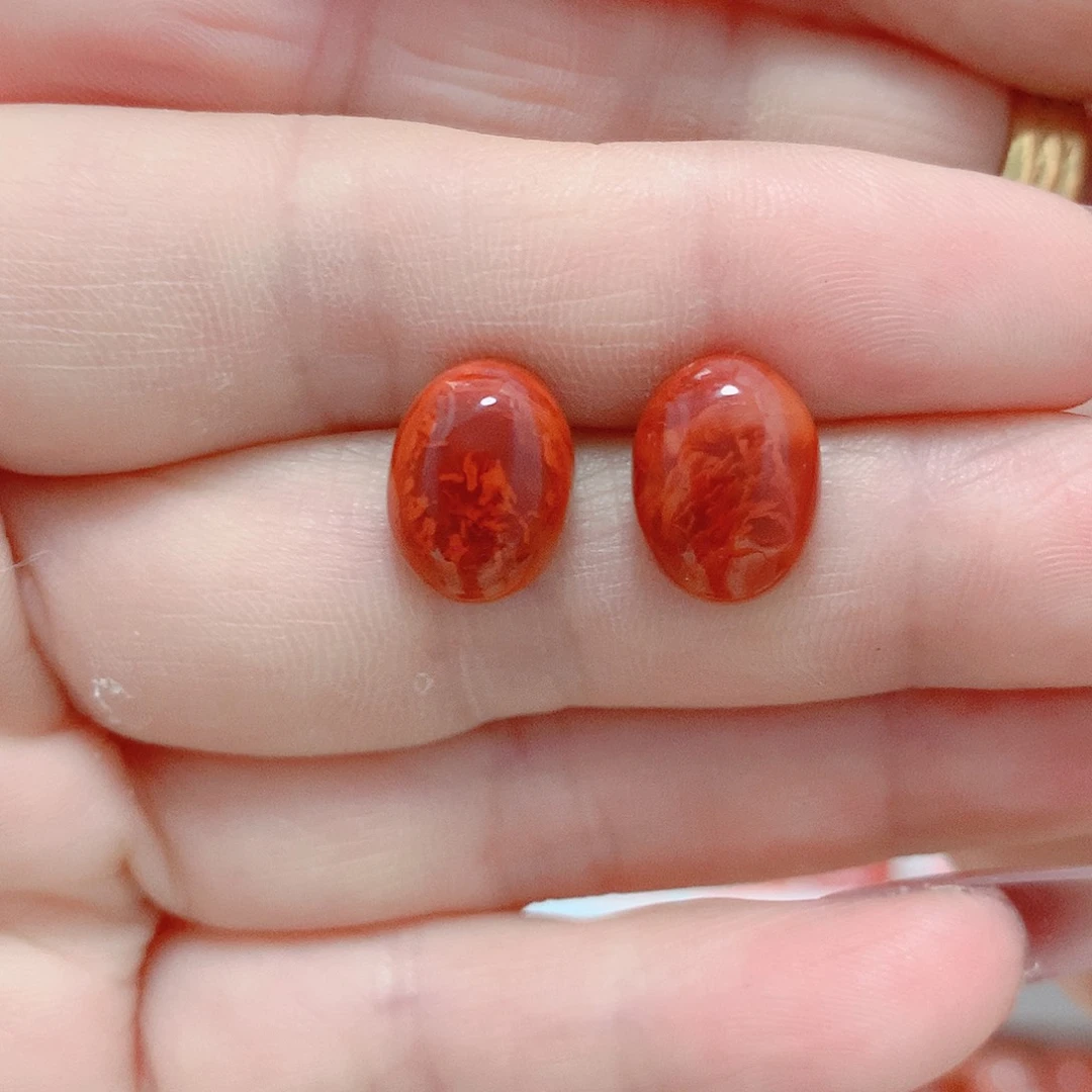 南红玛瑙耳钉银S925镶嵌