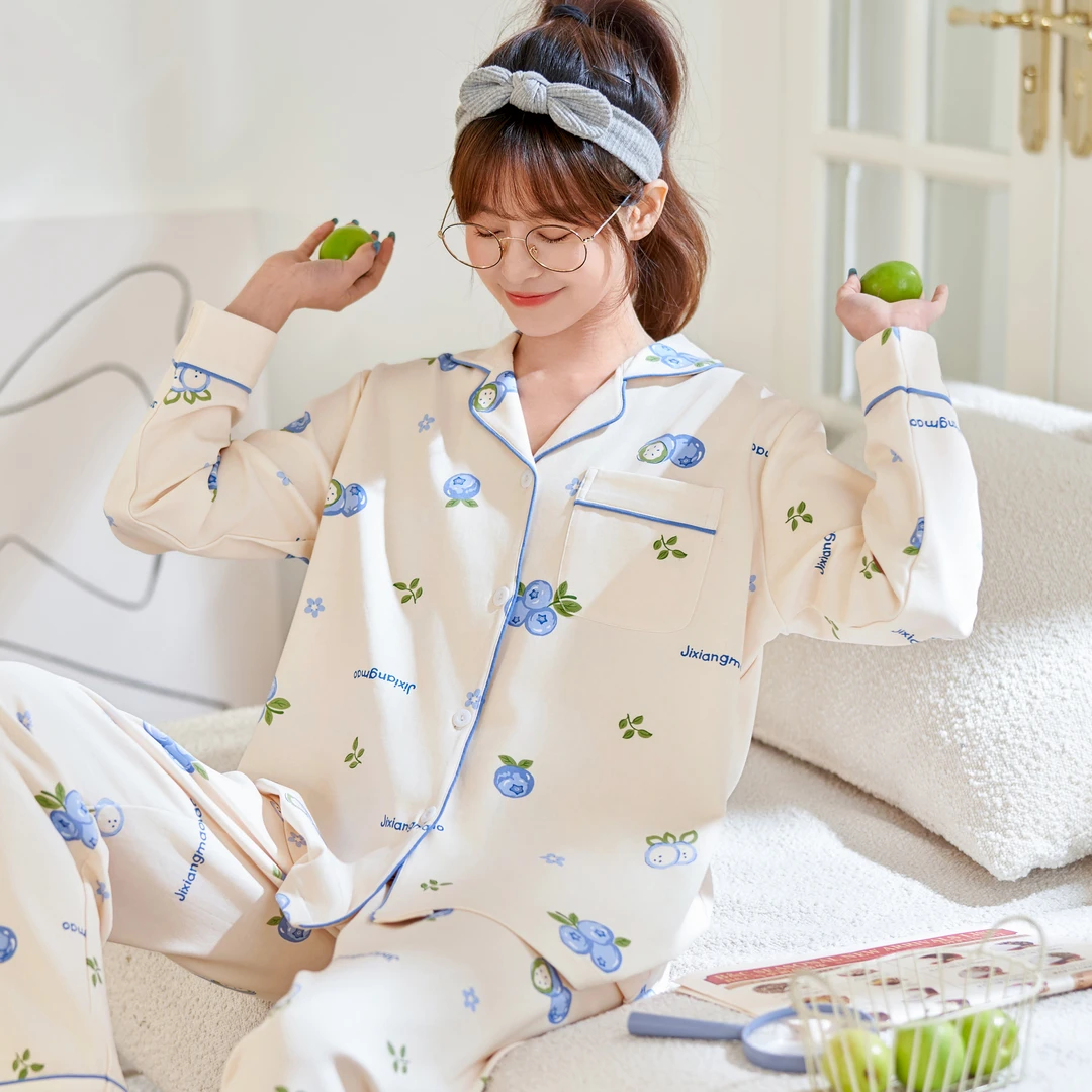 睡衣女士春秋款2025年长袖大码新款夏天可爱秋冬季家居服两件套装