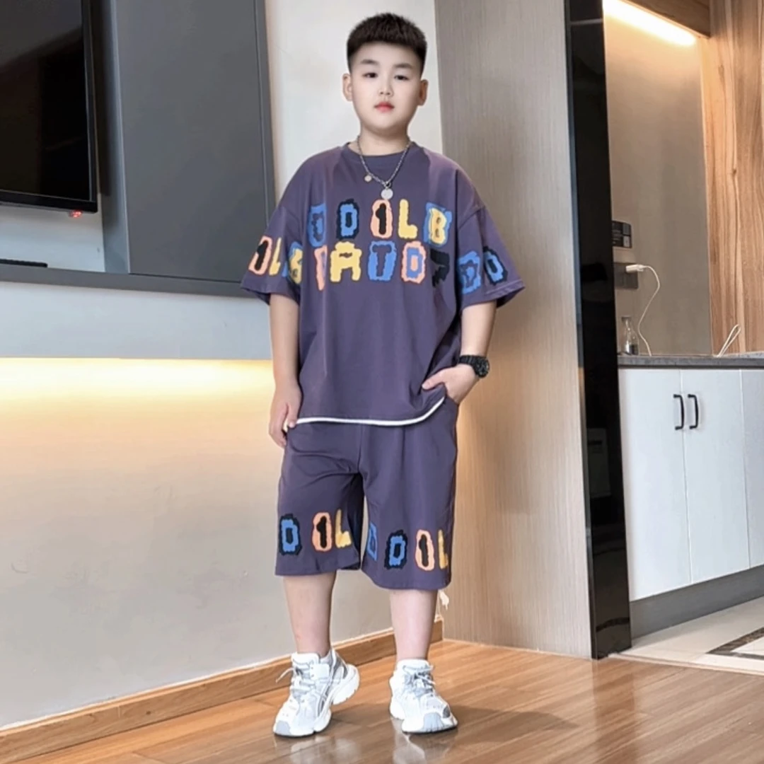 【130-180】男童夏季大码彩绘短袖套装&2061彩绘短袖套装