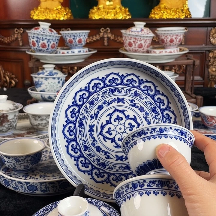 宝相花五件套茶具