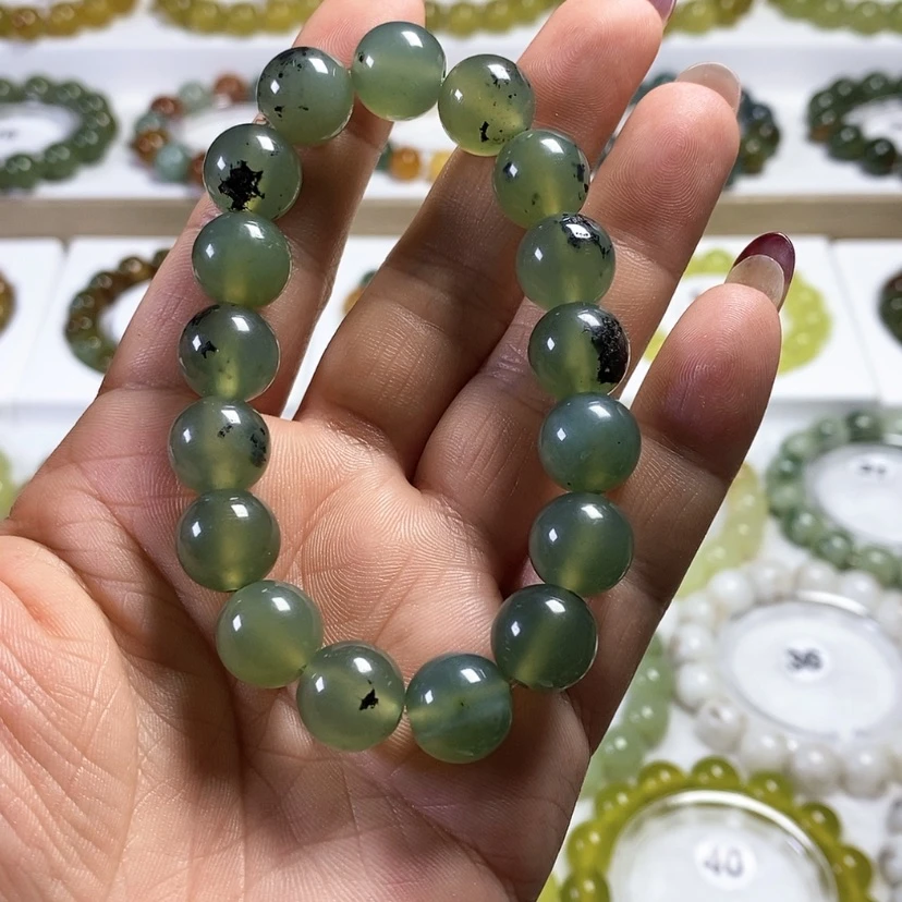 【闪购商品】未镶嵌蛇纹石玉手链卡12