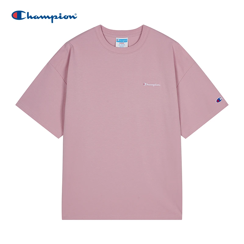 Champion冠军2025情侣款短袖T恤刺绣草写logo圆领夏季宽松凉感