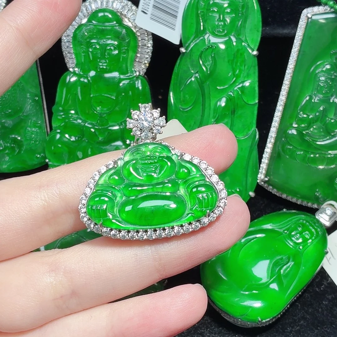 翡翠银S925镶嵌颈饰天然A货翡翠