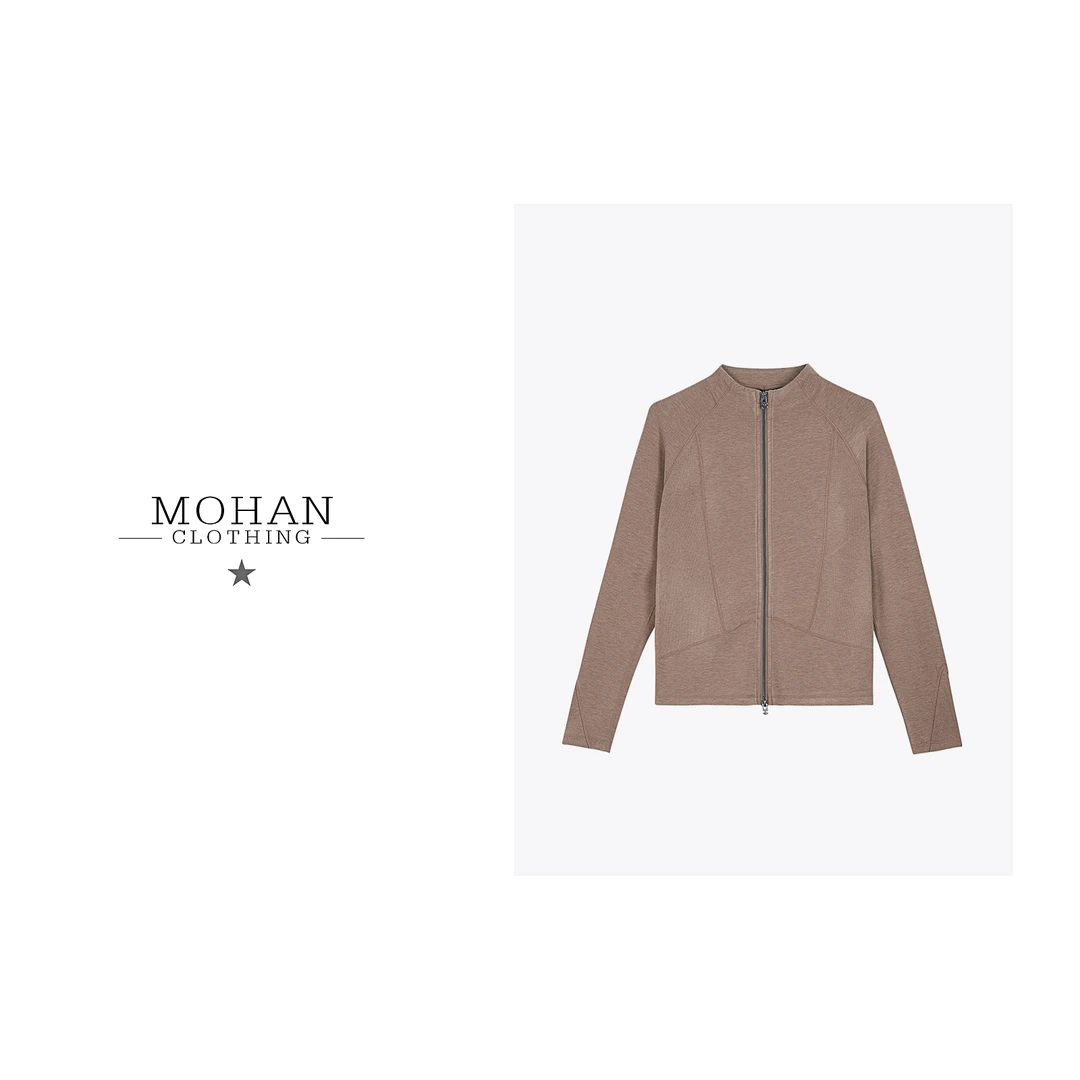 CLOTHING/墨含磨毛时尚运动拉链立领长袖简约百搭外套TB9910