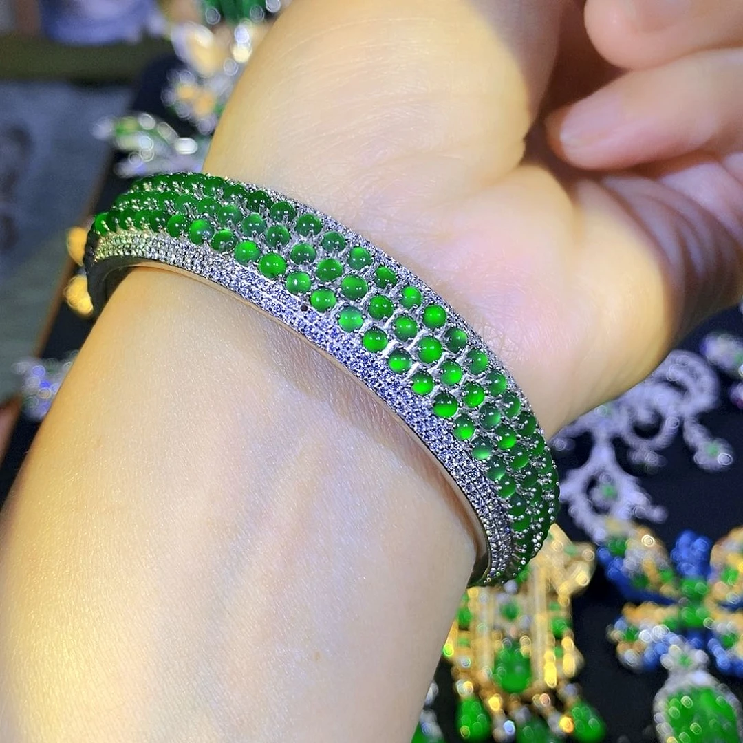 吊坠(不含链)银S925镶嵌翡翠