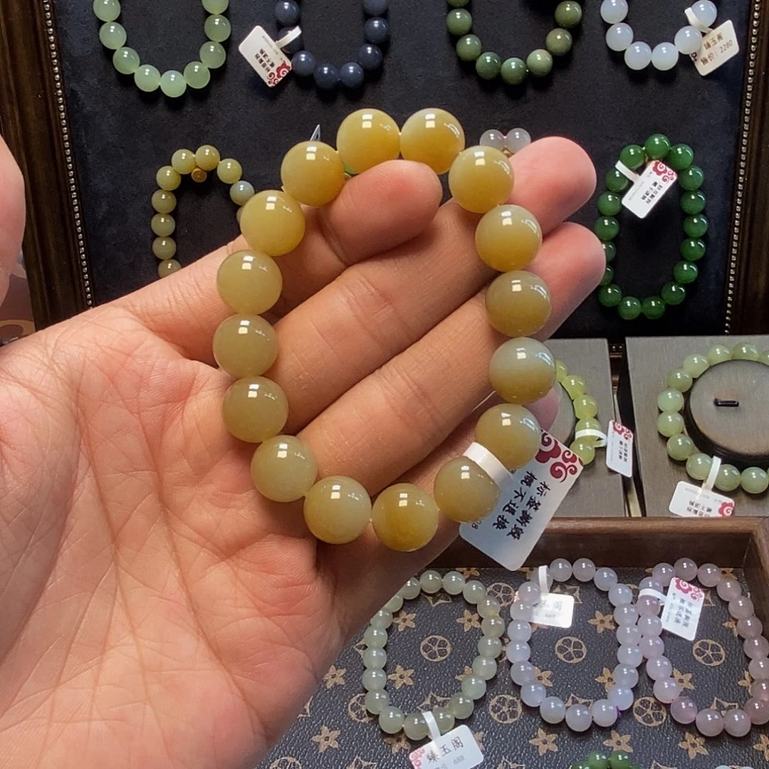 和田玉未镶嵌手串糖白12