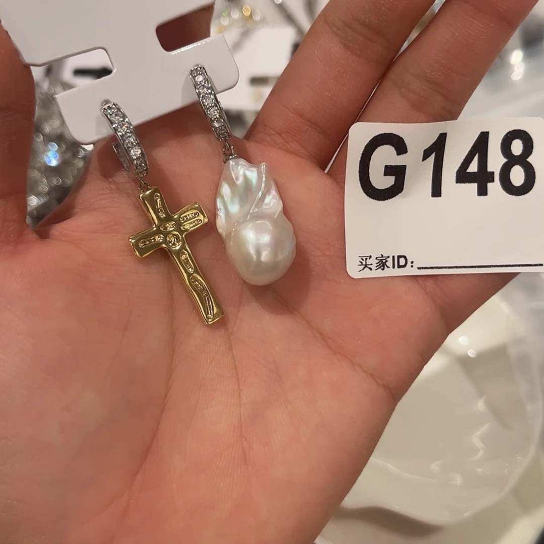 合金淡水珍珠耳饰