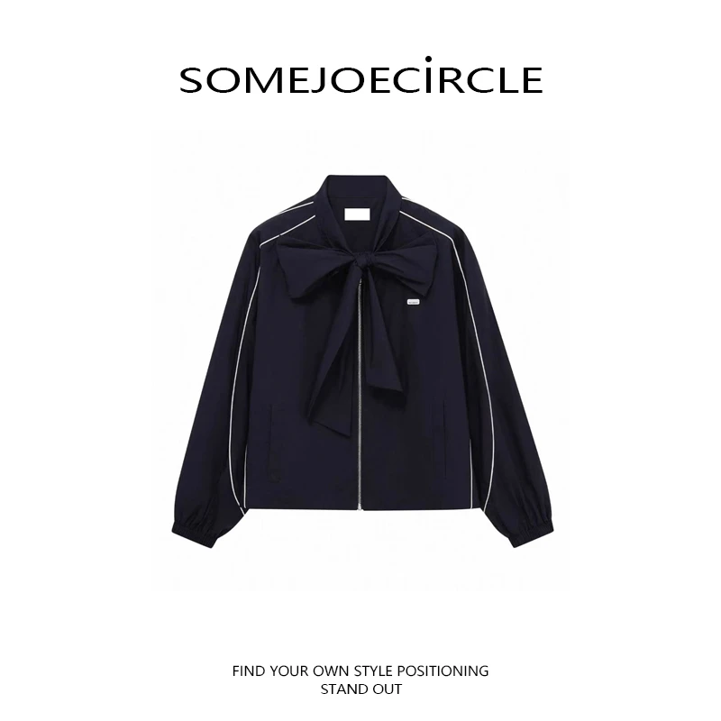 SOMEJOECIRCLE【小d】刘浩存同款25秋领口系带蝴蝶结轻薄外套Z7535
