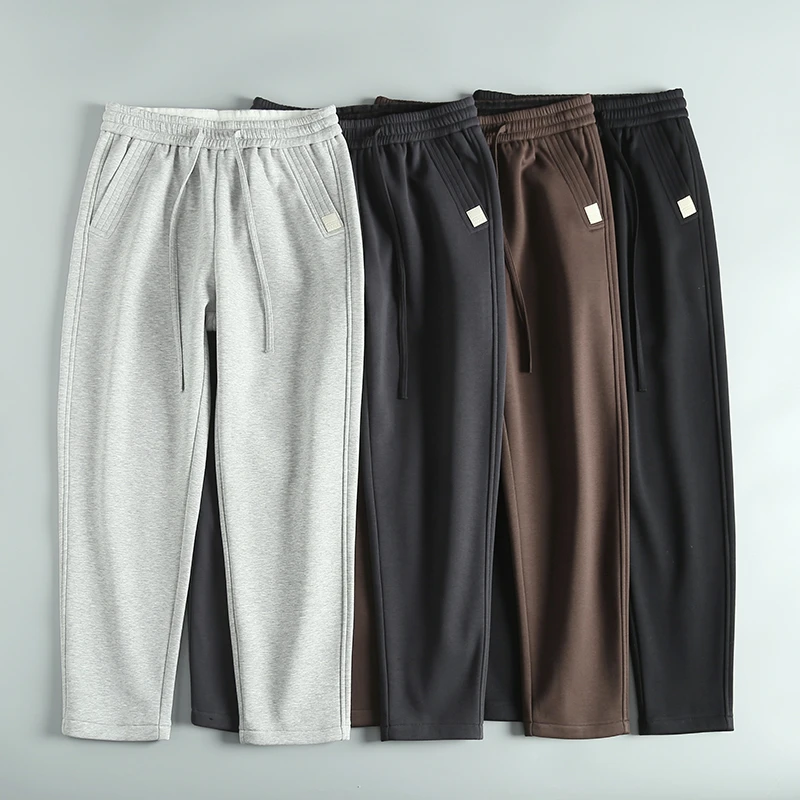 加绒加厚男士休闲裤立体裁剪保暖纯色卫裤重磅舒适男裤子965