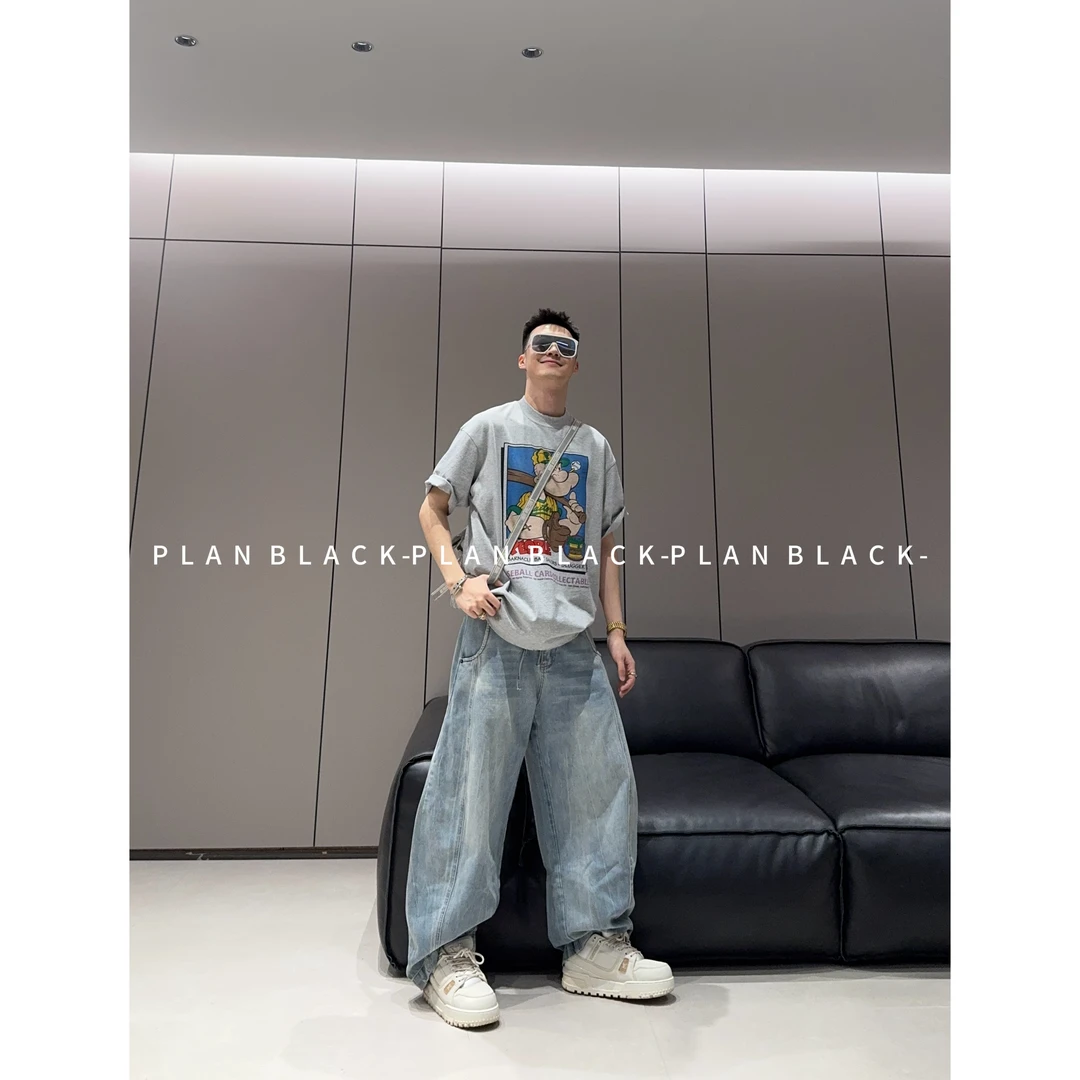 RICH陈发财【大力水手Ⅲ】复古美式潮牌印花T恤小领口男女款丨6750