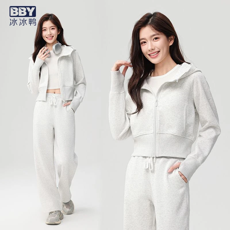 lulu休闲风时尚套装针织卫衣跑步女款秋季春秋夹克女士套装