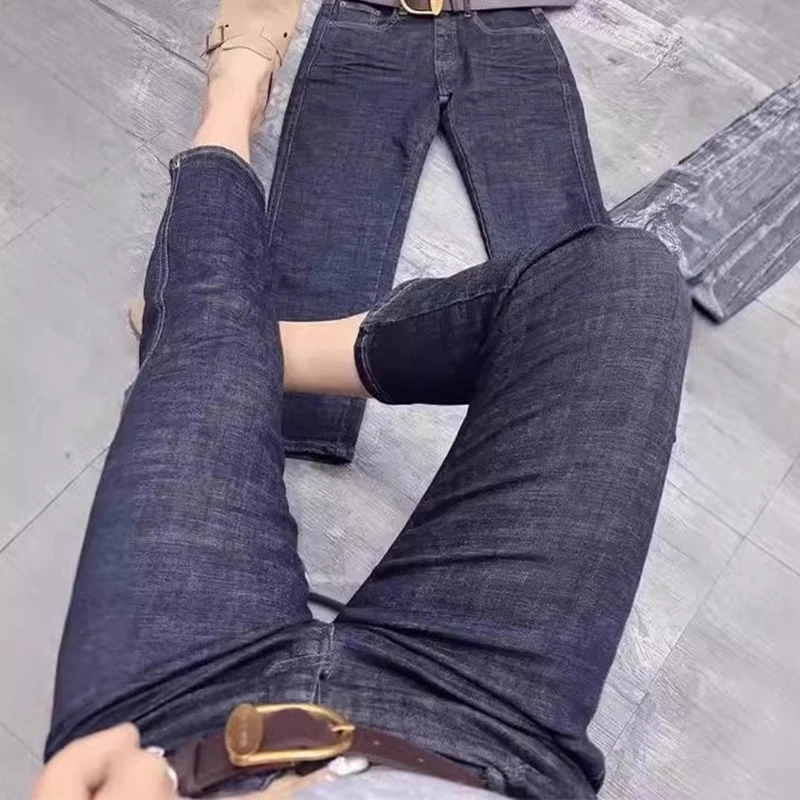 大码时尚女装高腰显瘦牛仔裤2025春季新款百搭小个子九分烟管裤子
