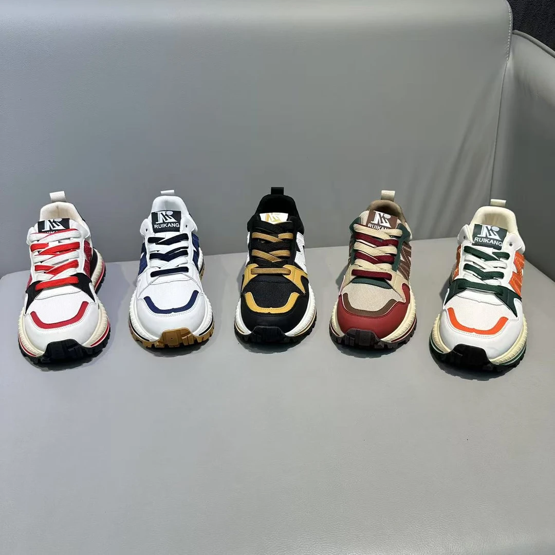 8253【皮鞋码】早春新款皮网拼接休闲舒舒适轻便个性男款潮鞋