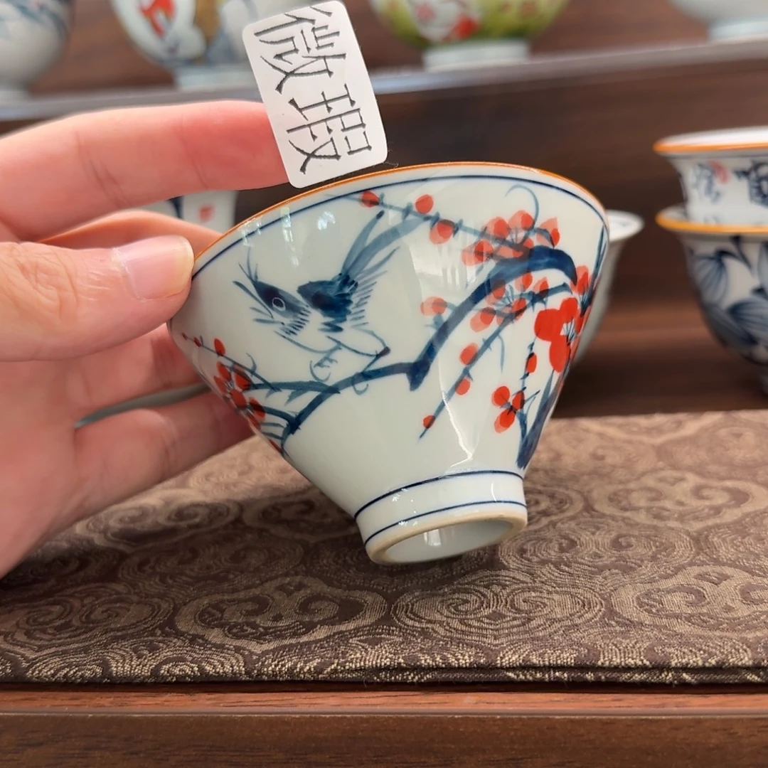 釉下手绘茶具微瑕
