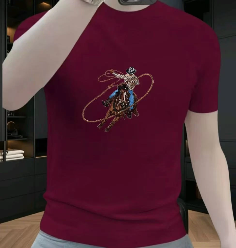 2025男士新款潮流时尚百搭帅气休闲短袖修身圆领印花夏季短袖