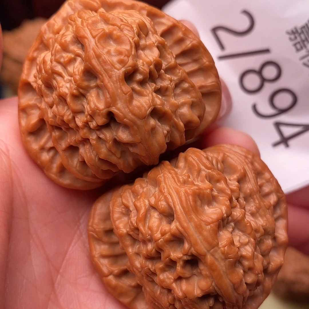 华***泽文玩核桃把件41三角白