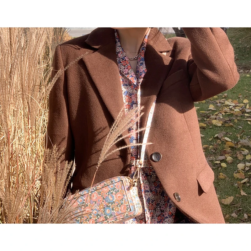 【特价】GAO级摩卡棕气质毛呢西装外套 YW204009