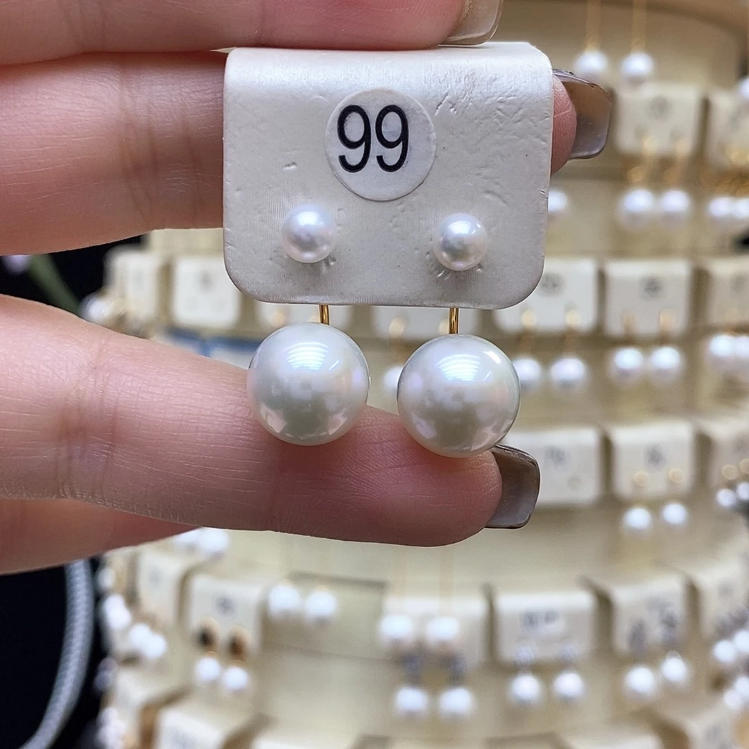 银S925镶嵌淡水珍珠耳饰