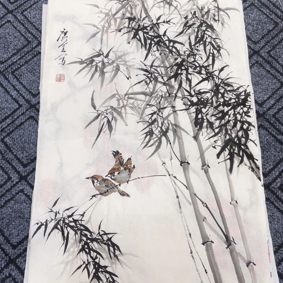 国画四尺三开作品