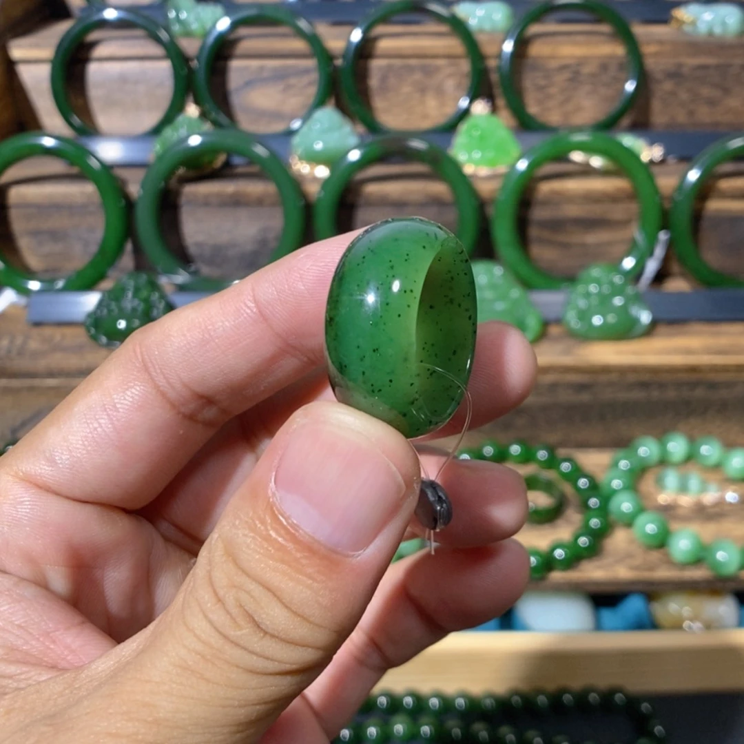 【闪购商品】和田玉未镶嵌吊坠(不含链)乌兰海碧玉戒圈 20