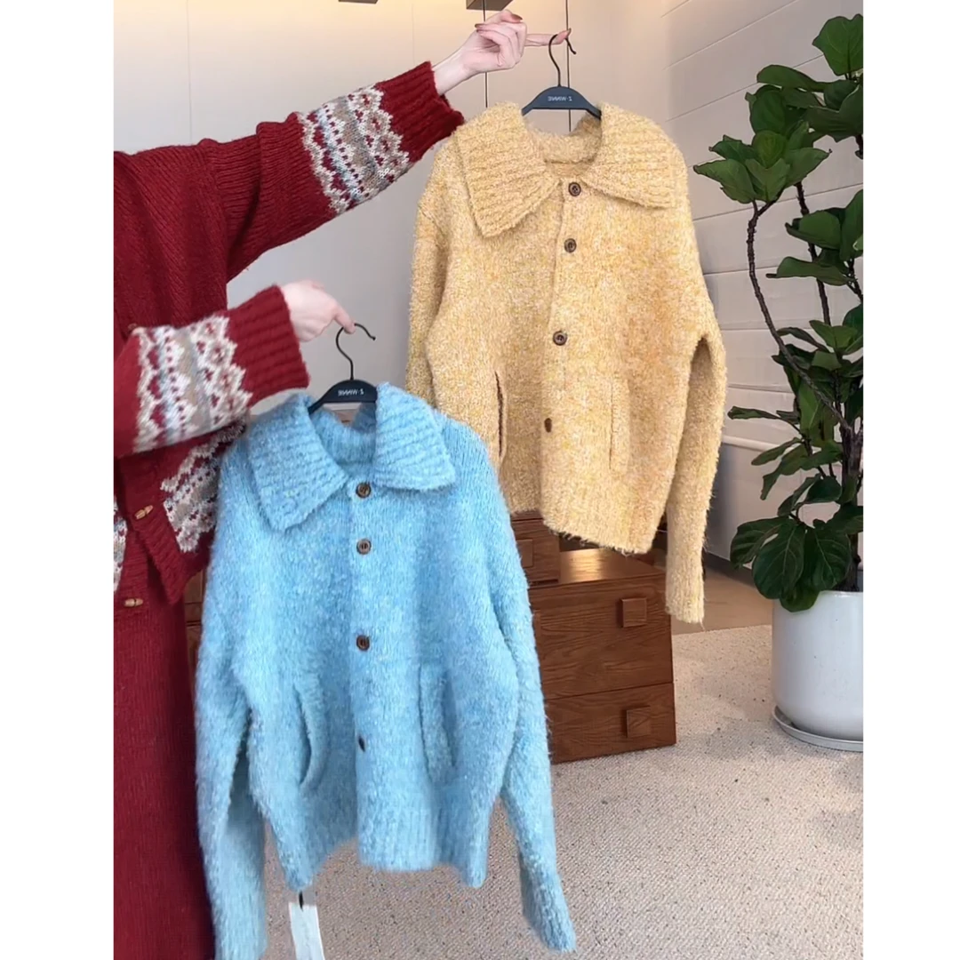 Zwinnie/詹维尼【圈圈纱翻领开衫外套】 XH-WMY202503