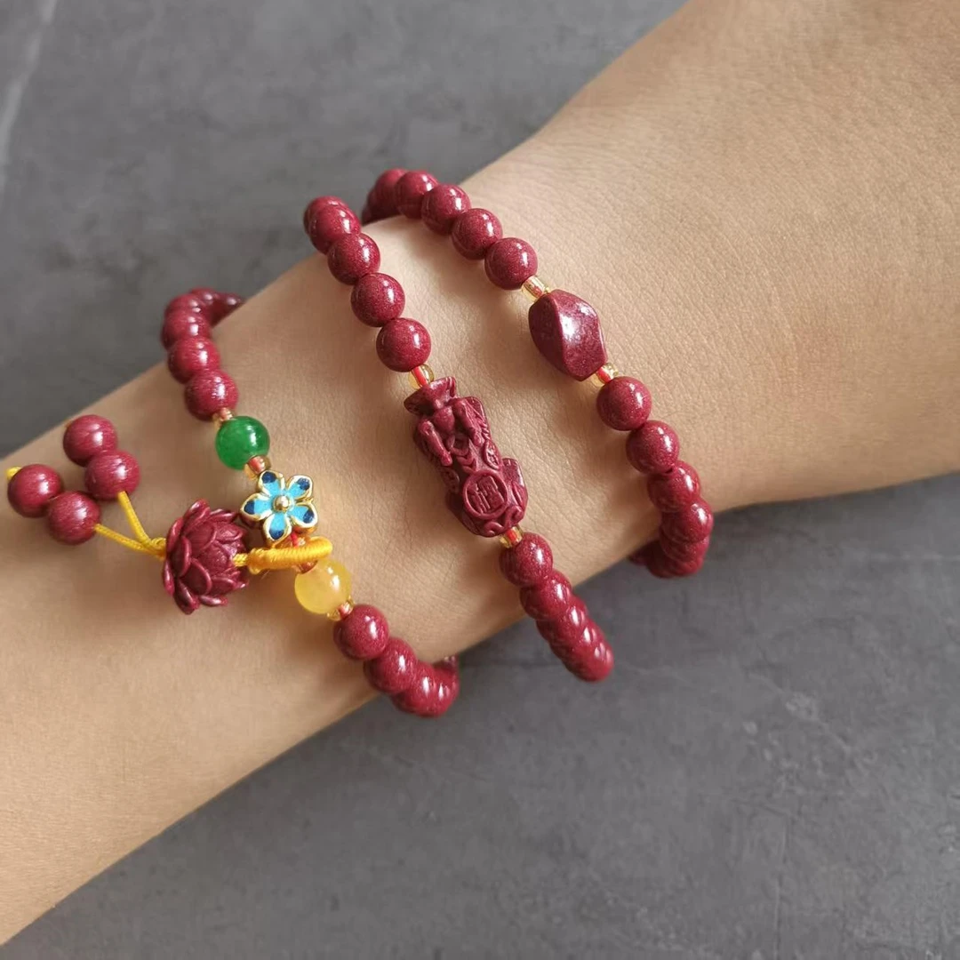 含辰砂工艺品高含量朱砂一物一证爆款紫金砂手链含量百分九十