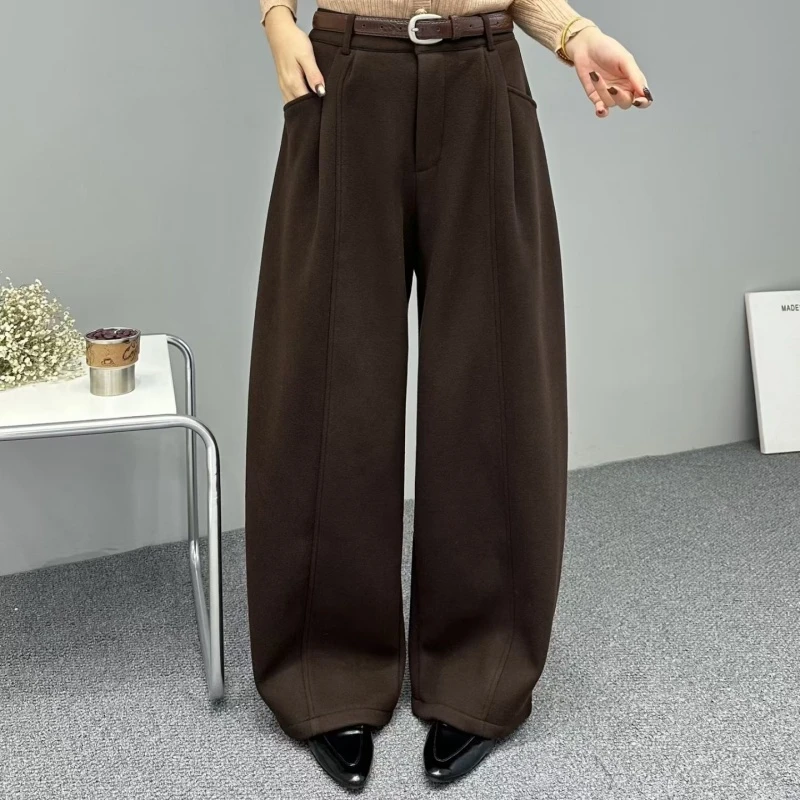 【曼城记忆】年年2025新款冬季百搭时尚高腰显瘦宽松休闲裤复古