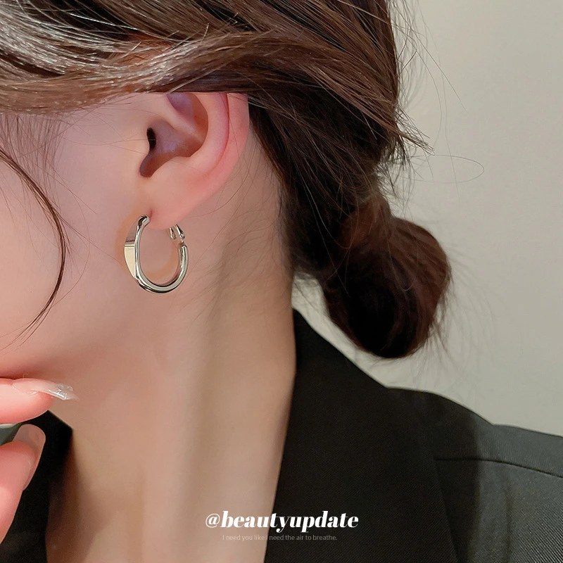 合金耳饰 银针东大门新款简约圆圈耳环网红ins金属冷