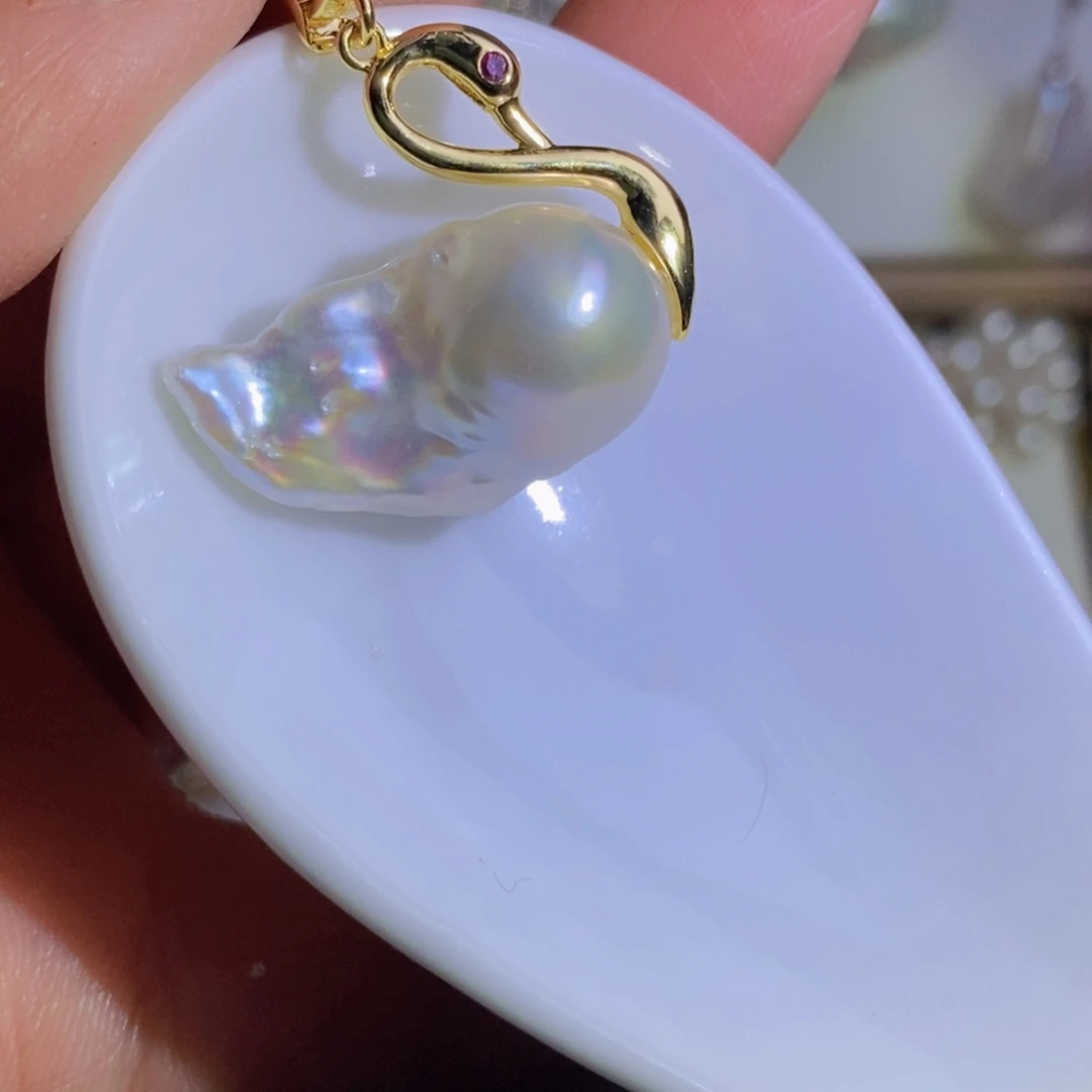 银S925镶嵌天然淡水珍珠淡水珍珠