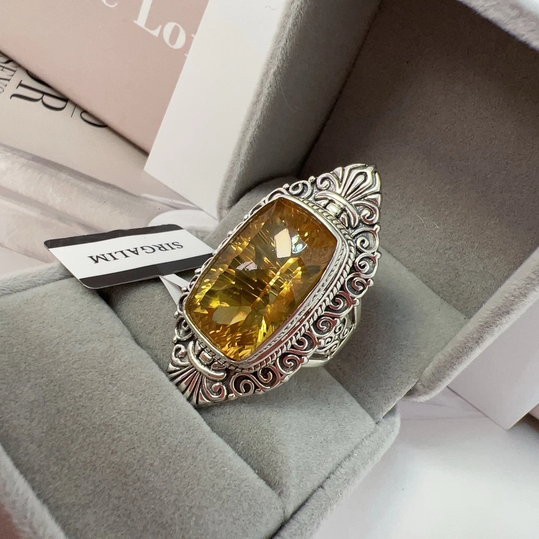 925银仿水晶戒指 SIRGALIM银饰  重工手工水晶戒指