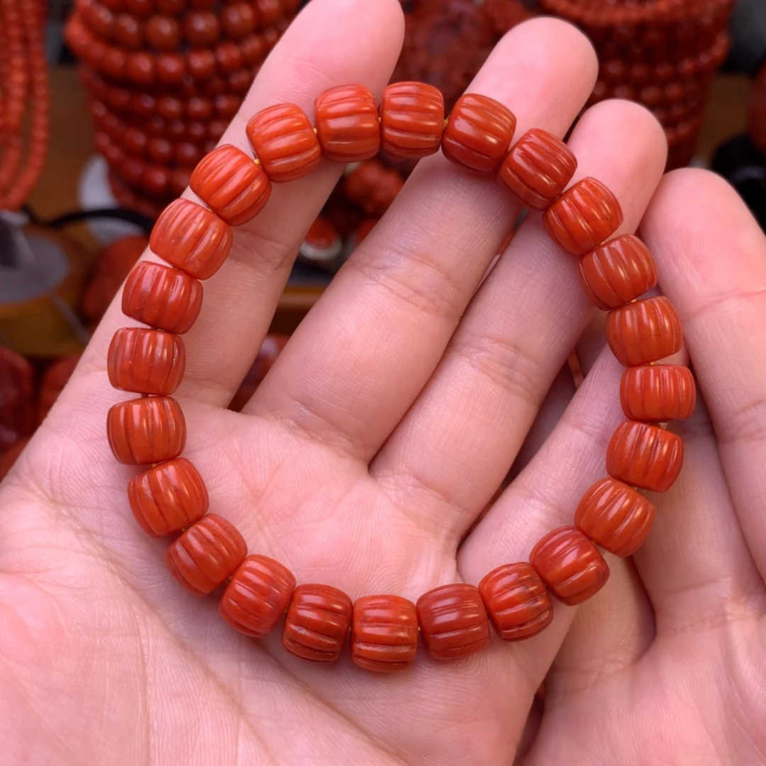 【闪购商品】南红玛瑙天然川料瓦西南瓜珠手串9尺寸未镶嵌