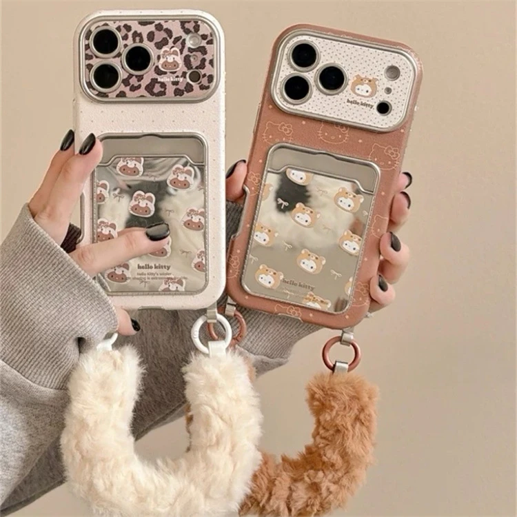 美拉德棕豹纹镜面泼墨KT卡包适用iPhone17promax手机壳16pro手提