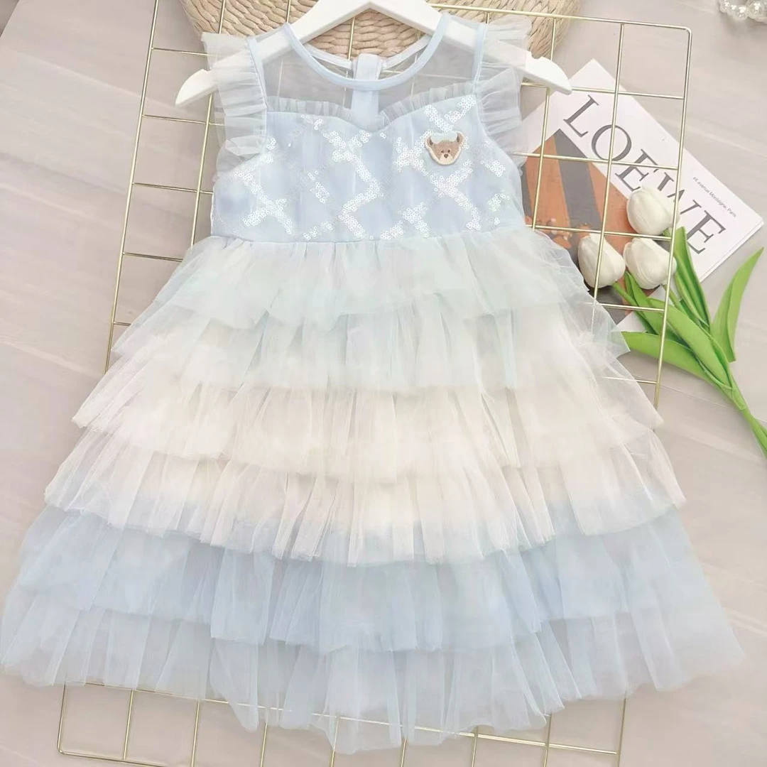 1【冰雪奇缘】H25187女宝夏季新款蛋糕莎莎裙可爱连衣裙