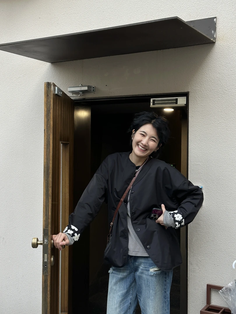 LANGQING 黑色高级感花边长袖上衣时尚休闲外套43610#