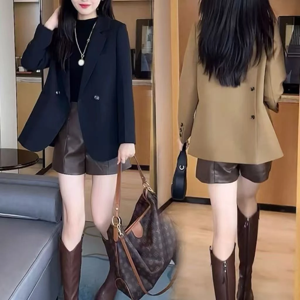 西装外套女2025可露丽风秋季开叉小个子气质简约韩版上衣
