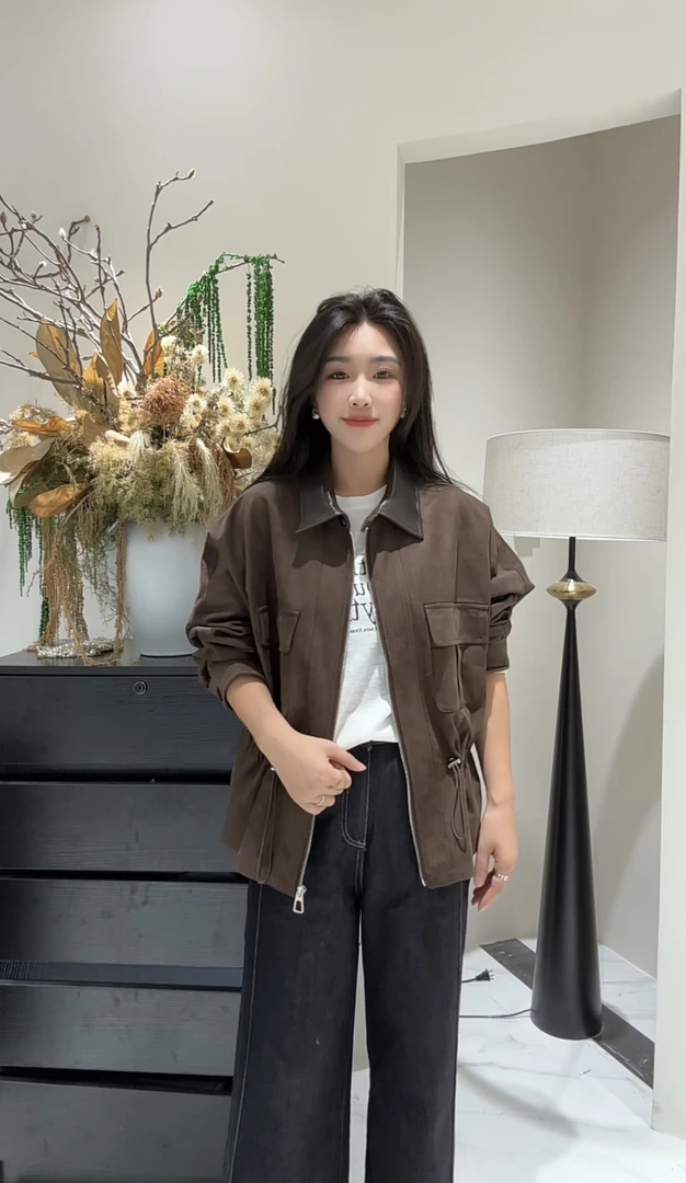 060韩版宽松休闲百搭工装风女秋季设计感小众夹克上衣收腰外套