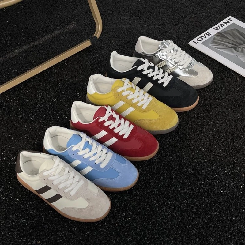 【爆款德训】凯撒真皮德训鞋平底百搭多巴胺设计感复古糖果色板鞋