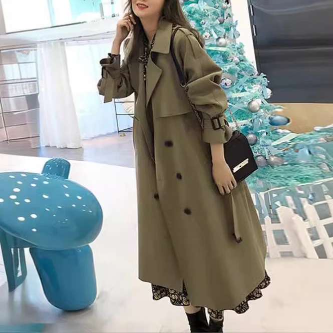 卡其色风衣女中长款英伦风秋装新款2024小个子韩版宽松大衣外套潮