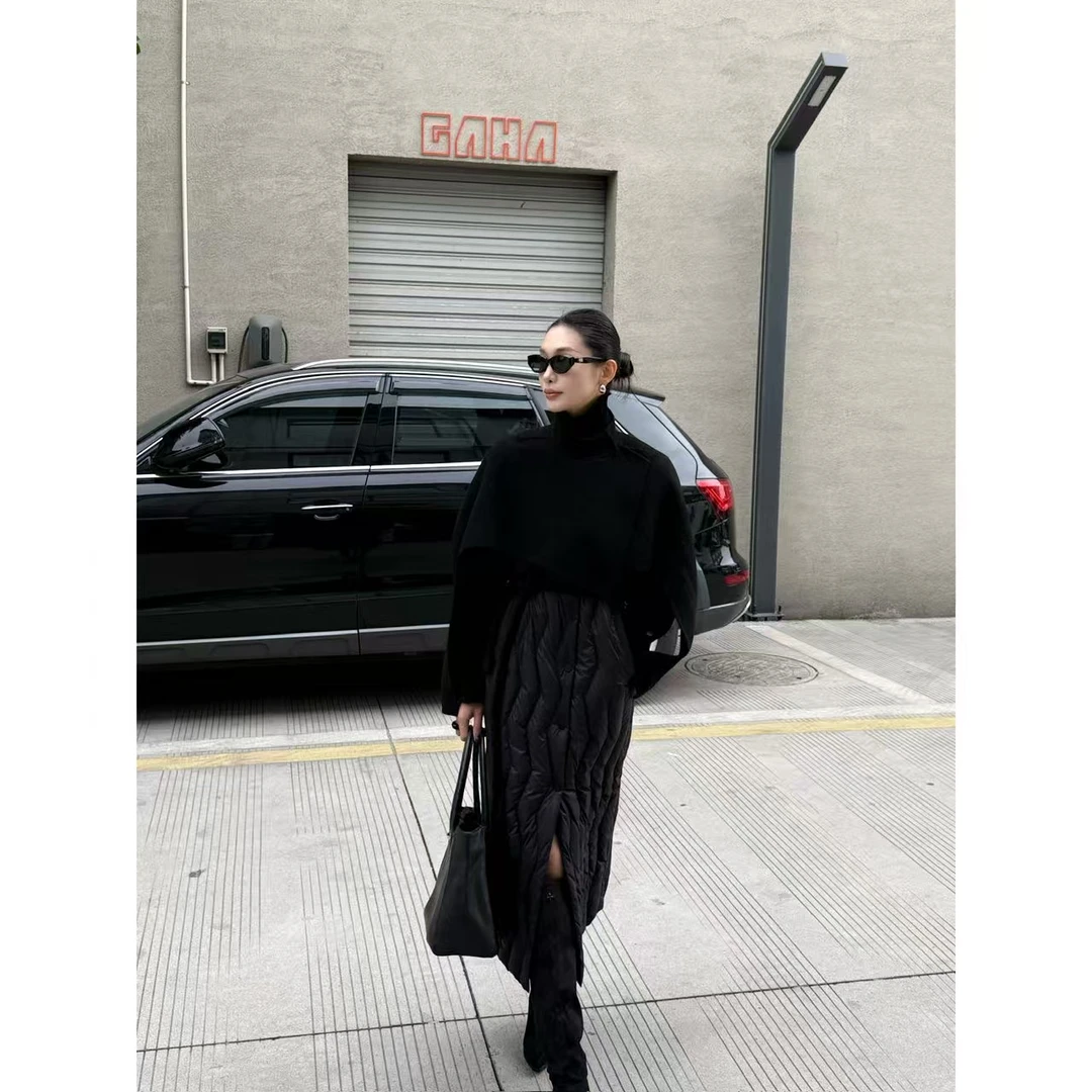 FIINAL《独我》设计师款羊毛双面呢拼羽绒服外套