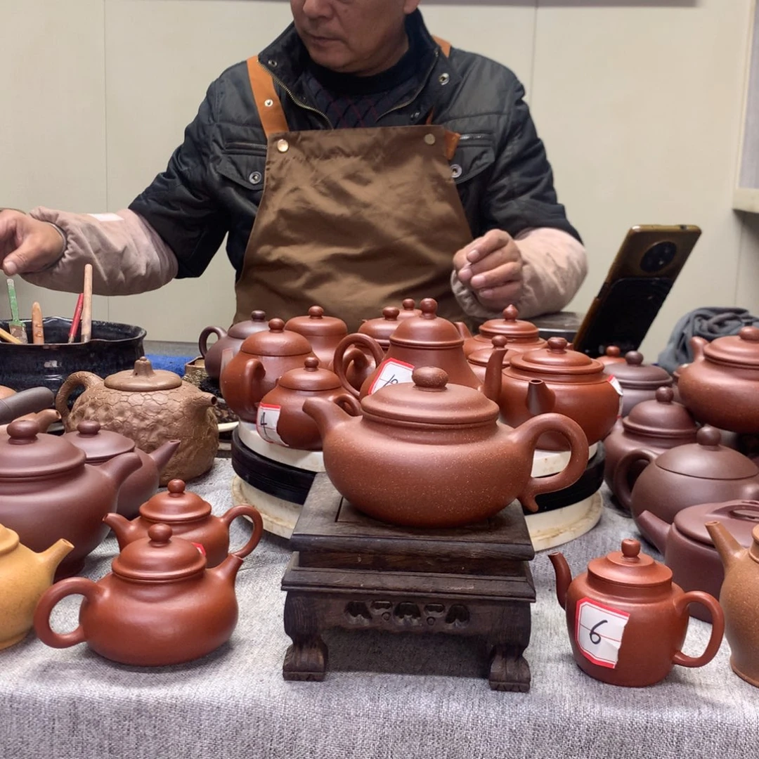 紫泥茶壶红降坡仿古230 C半手工制作