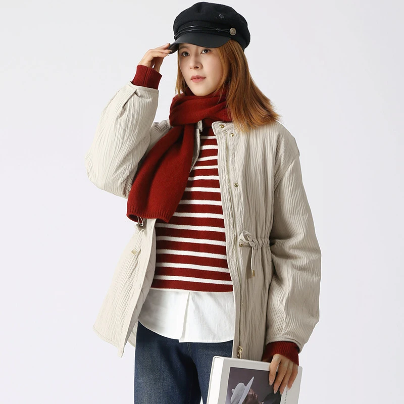 布景棉服女冬季新品立领可收腰设计厚款外套棉衣1378