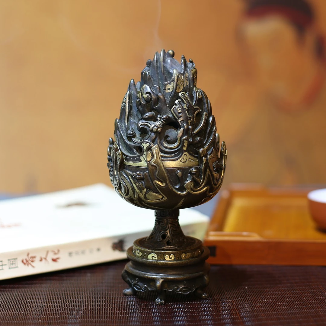 香炉 描金仿汉博山炉 高18CM 口径8CM编号Q71