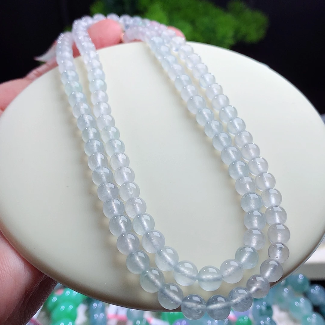 项链未镶嵌翡翠行家捡漏款！高冰玻白月光 卡6mm左右