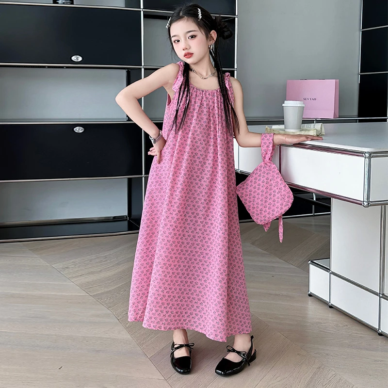 女童连衣裙夏装2025新款洋气儿童时尚长款裙子夏季女孩碎花公主裙