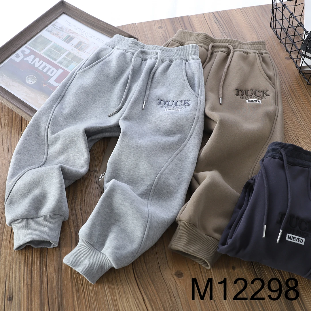 【MIEVE DUCK】冬季加绒卫裤S型曲线分割搭配同色系立体刺绣12298