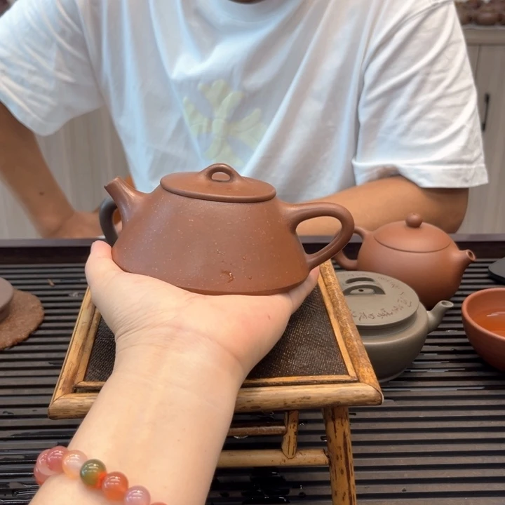 茶壶紫砂老石瓢手工制作