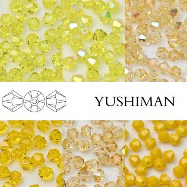 黄色系菱形珠 4MM捷克品质尖晶200颗双压顶手工DIY串珠梭编法绣