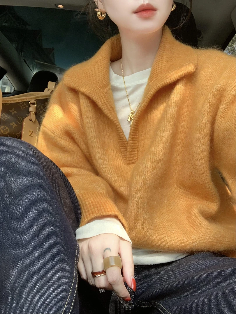 韩版百搭内搭设计感毛衣长袖针织衫秋冬加厚新款宽松显瘦时髦上衣